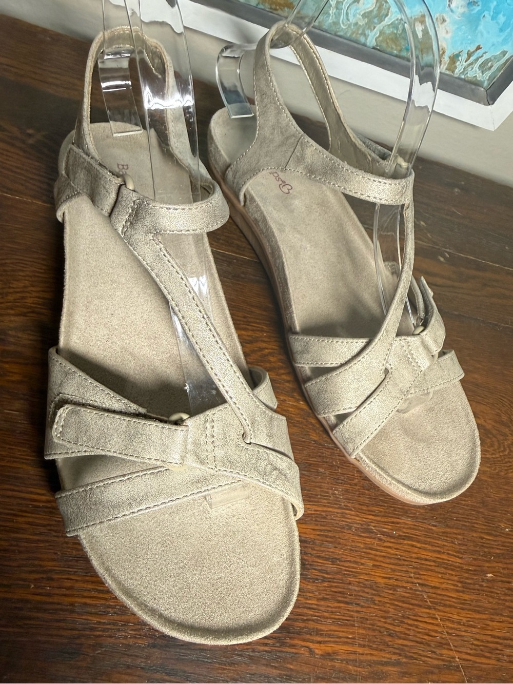 BareTraps Women's “Jaxen” Taupe Nude Leather Suede-Look Slingback Sandals
